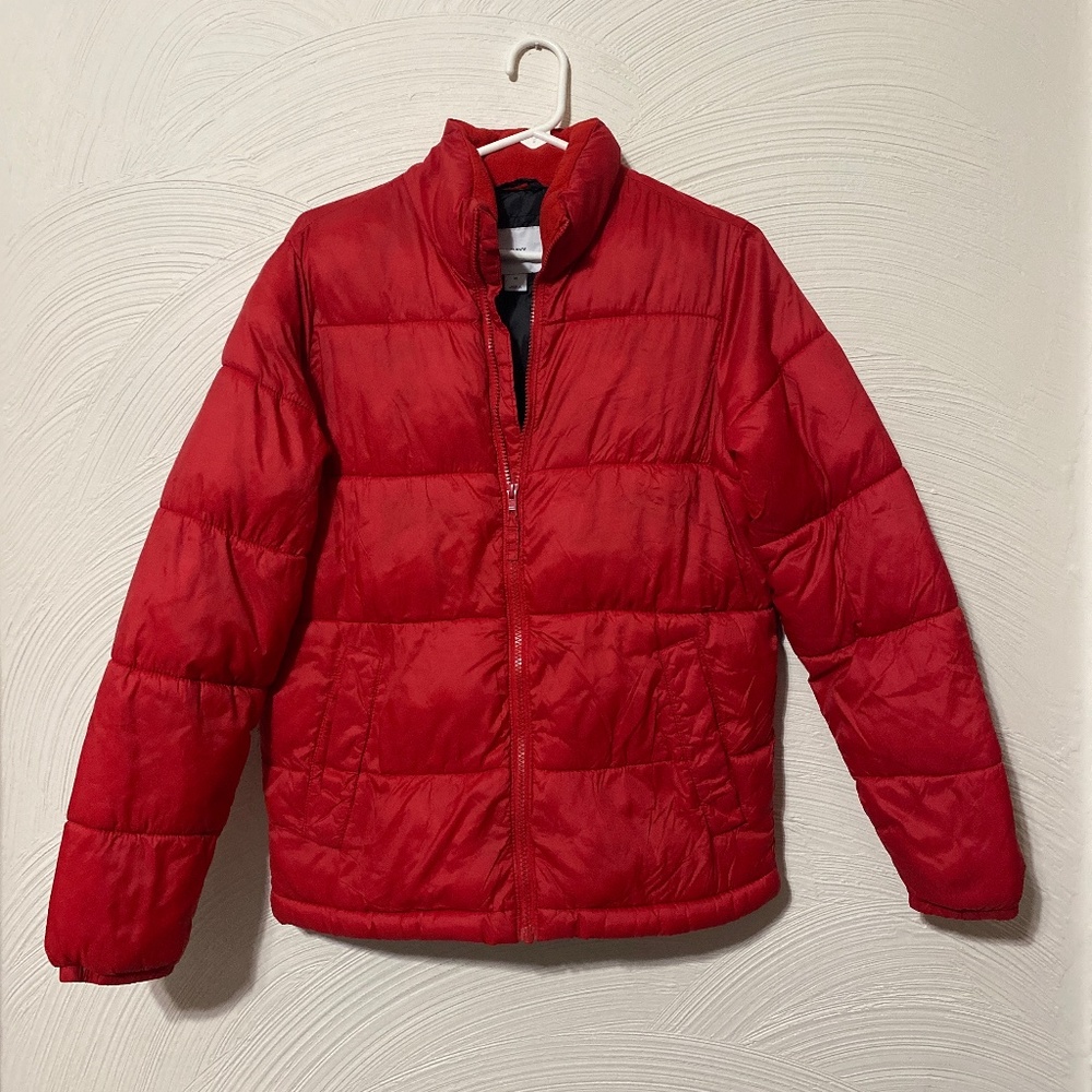 Old Navy Womens XS Red puffer bubble womens jacket winter jacket coat full zip